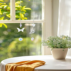 2Pcs 2 Styles Glass & Alloy Butterfly Hanging Suncathers&nbsp;HJEW-LP0002-89C