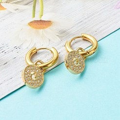 Padlock Brass Micro Pave Cubic Zirconia Dangle Earrings&nbsp;EJEW-JE04571
