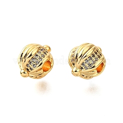 Brass Micro Pave Cubic Zirconia Beads&nbsp;KK-D356-10G