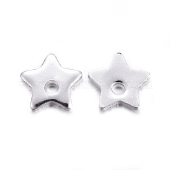 ステンレス鋼のスターチャーム  銀色のメッキ  6x6x1mm  穴：1mm&nbsp;X-STAS-M037-17S