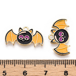 ハロウィンアロイエナメルペンダント  ライトゴールド  バットチャーム  ゴールデンロッド  11x20x1.5mm  穴：1.5mm&nbsp;X-PALLOY-F299-02KCG