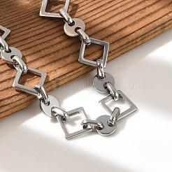 304 Stainless Steel Rhombus Link Chains Bracelets for Men & Women&nbsp;BJEW-D042-28P