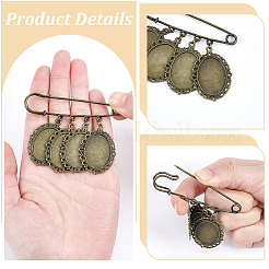 4Pcs Steel with Zinc Alloy Brooch Base Settings&nbsp;JEWB-UN00013