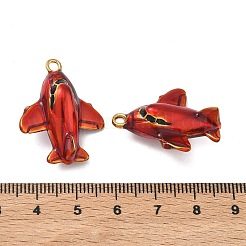 304ステンレススチールエナメルペンダント  飛行機チャーム  イオンプレーティング（ip）  18KGP本金メッキ  レッド  28.5x23x10.5mm  穴：2mm&nbsp;STAS-F347-09G