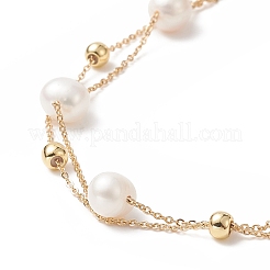 Natural Pearl Beaded Double Layer Multi-strand Bracelet&nbsp;BJEW-TA00243