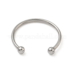 304ステンレススチール製オープンカフリング（ボールエンド付き）  ステンレス鋼色  1.5~3mm  usサイズ8（18.1mm）&nbsp;STAS-K320-02P