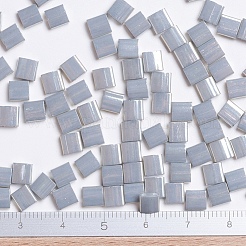 MIYUKIティラビーズ  日本製シードビーズ  2穴  （tl1865)不透明スモークグレー光沢  5x5x1.9mm  穴：0.8mm  約1180個/100g&nbsp;SEED-J020-TL1865