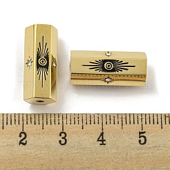 304ステンレススチールラインストーンビーズ  六角柱  14KGP本金メッキ  19x8x8.5mm  穴：1.8mm&nbsp;STAS-P356-36G