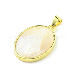 Rack Plating Brass Pave Natural Shell Pendants&nbsp;KK-A204-01C-01G