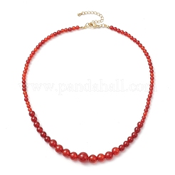 Round Natural Carnelian(Dyed & Heated) Beaded Neckiaces&nbsp;NJEW-JN05003