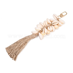 Natural Shell & Jute Cord Tassels Pendant Decoration&nbsp;HJEW-JM03149