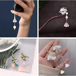 120色のフロストガラスビーズキャップ12個  6  - 花びらの花  金粉付き  ミックスカラー  11x12x8mm  穴：1.4mm  10個/カラー&nbsp;FGLA-YW0001-04