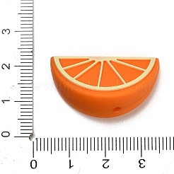 フルーツをテーマにした食品グレードの環境に優しいシリコンビーズ  オレンジ  オレンジスライス  16x30x13mm  穴：2mm&nbsp;SIL-I022-02D