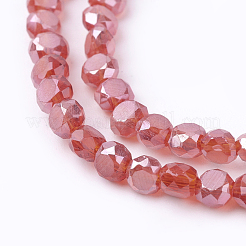Faceted Flat Round AB Color Plated Frosted Crystal Glass Beads Strands&nbsp;EGLA-F014-B