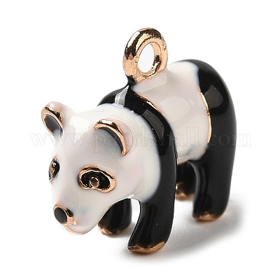 合金エナメル動物チャーム 3Dパンダチャーム ホワイト 13x15x7mm 穴