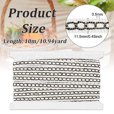 10mポリエステルリボン  洋服アクセサリー  フラット  ホワイト  3/8~1/2インチ（11~12mm）  約10.94ヤード（10m）/カード&nbsp;OCOR-WH0078-82A-1