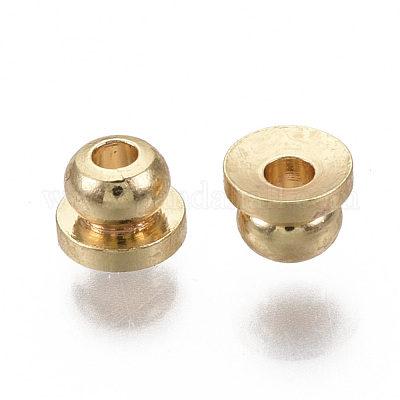 真鍮製スペーサービーズ  ニッケルフリー  18KGP本金メッキ  4x3mm  穴：1.2mm&nbsp;KK-T063-002-NF-1