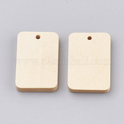ウッドペンダント  長方形  小麦  29~30x19~20x4mm  穴：2mm&nbsp;WOOD-T008-04-1