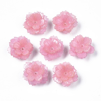 プラスチックビーズ  花  ピンク  19x20x8mm  穴：0.8mm&nbsp;KY-N015-030-1