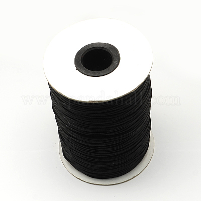 韓国産ワックスポリエステルコード  ブラック  1.5mm  約200ヤード/ロール（600フィート/ロール）&nbsp;YC-Q002-1.5mm-101-1