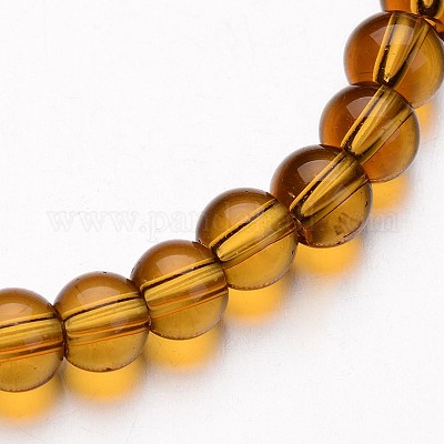 ガラスラウンドビーズ連売り  ダークチソウ  6mm  穴：1mm  約50個/連  11インチ&nbsp;GLAA-I028-6mm-11-1