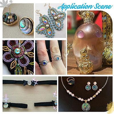 PH PandaHall 90pcs Colors Abalone Shell Cabochon 10mm Acrylic Abalone  Shell Beads Paua Shell Cabochons Half Round Seashell Beads for Bracelet