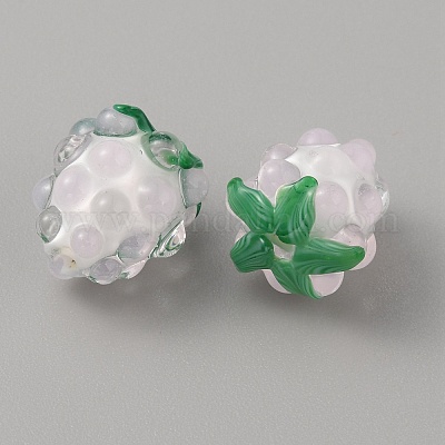 手作りランプワークビーズ  ブドウ  ホワイト  14x12mm  穴：1.5mm&nbsp;LAMP-WH0012-02A-1
