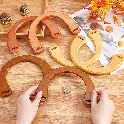 6pcs Colors Dyed Wood Bag Handles, for Bag Handles Replacement  Accessories, Mixed Color, Hole: 2pcs/color