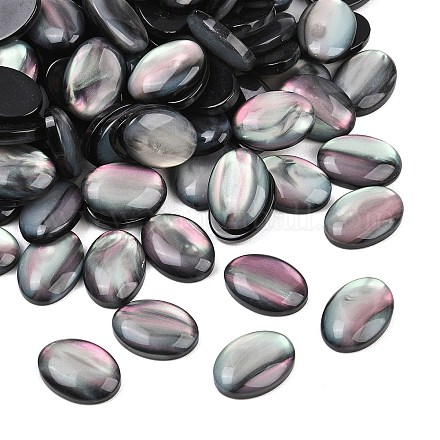 樹脂カボション  模造シェル  オーバル  ブラック  18x13x4mm&nbsp;X-CRES-J038-13x18mm-02-1