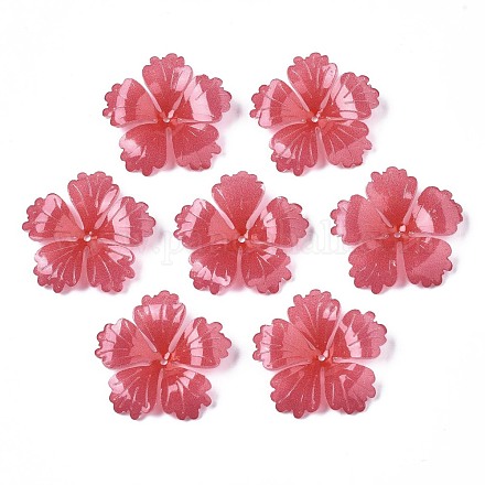 プラスチックビーズ  花  サクランボ色  23x23.5x4mm  穴：1.2mm&nbsp;KY-N015-66-1