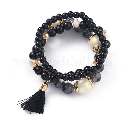 Multi-layered Stretch Bracelets Sets&nbsp;BJEW-H533-01D-1