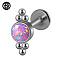G23 Titanium Threadless Labrets, with Imitation Opal, Stainless Steel Color, Flat Round, 8mm, Pin: 1.2mm
