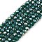 Electroplate Glass Beads Strands, Opaque Solid Color, AB Color Plated, Faceted, Rondelle, Dark Green, 2.9~3.3x2mm, Hole: 0.8mm, about 135~140pcs/strand, 32~34cm