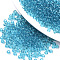 6/0 Transparent Glass Seed Beads, Round, Steel Blue, 4x3mm, Hole: 1mm, about 4500pcs/bag