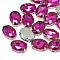 Sew on Rhinestone, Multi-strand Links, Glass Rhinestone, with Brass Prong Settings, Garments Accessories, Faceted, Oval, Platinum, Rose, 8x6x4mm, Hole: 0.8mm