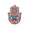 Porcelain Cup Mats, Coasters, with Anti-slip Cork Bottom, Water Absorption Heat Insulation, Hamsa Hand/Hand of Miriam with Eye, Colorful, 150x100mm