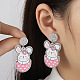 イースターアクリルダングルスタッドピアス  兎  ピンク  49x25mm&nbsp;FS-WG96A64-10-1