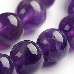 Round Natural Amethyst Gemstone Bead Strands, 6mm, hole: 1mm, about 61~63pcs/strand, 15.3 inch