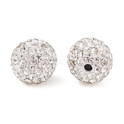 Polymer Clay Rhinestone Beads, Grade A, Round Pave Disco Ball Beads, Crystal, PP12(1.8~1.9mm), 10mm, Hole: 1.5mm