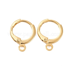 Brass Huggie Hoop Earring Findings, with Horizontal Loops, Long-Lasting Plated, Real 18K Gold Plated, 12 Gauge, 14.7x11.7x2mm, Hole: 1.8mm