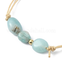 Mixed Natural Amazonite & Citrine & Blue Aventurine & Pink Opal & Quartz Crystal Nuggets Braided Bead Anklets&nbsp;AJEW-AN00557