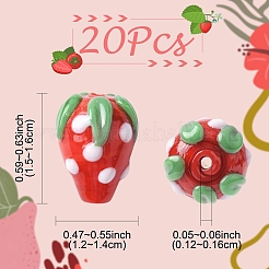 手作りランプワークの凹凸ビーズ20個  苺  ミックスカラー  15~16x12~14x12~14mm  穴：1.2~1.6mm&nbsp;LAMP-YW0001-81