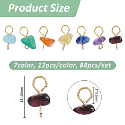 84Pcs 7 Color Natural Gemstone Connector Charms&nbsp;PALLOY-FH00127