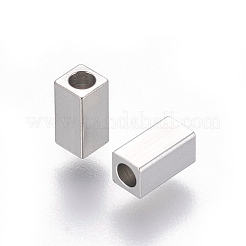変色しにくい202ステンレススチールビーズ  直方体の  ステンレス鋼色  7x3x3mm  穴：2mm&nbsp;STAS-F205-07P-B