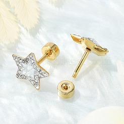 Star Glass & Polymer Clay Rhinestone Ear Fake Plugs&nbsp;EJEW-H105-29G