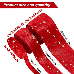 6M 3 Styles Double Sided Star Gold Stamping Flannelette Ribbons for Sewing Craft&nbsp;OCOR-GO0001-13A