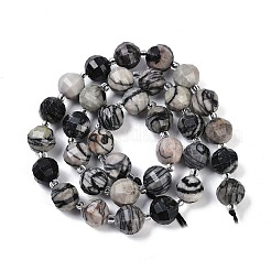 Natural Black Netstone Beads Strands&nbsp;G-G182-B08-05