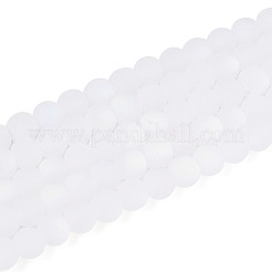 Frosted Imitation Jade Glass Beads Strands&nbsp;GLAA-T032-J4mm-MBB01