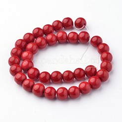 オペークソリッドカラーガラスビーズ連売り  ラウンド  ファイヤーブリック  8mm  穴：1mm  約36個/連  10.4インチ&nbsp;GLAA-D080-8mm-19