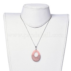 Teardrop Resin & Wood Pendant Necklaces&nbsp;NJEW-JN02325-M